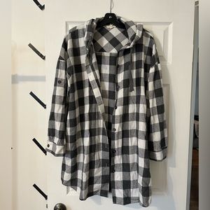 Longline Hooded Plaid
